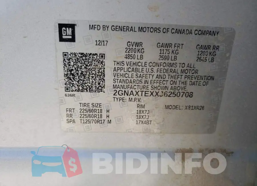 2GNAXTEXXJ6250708 Photo# 13