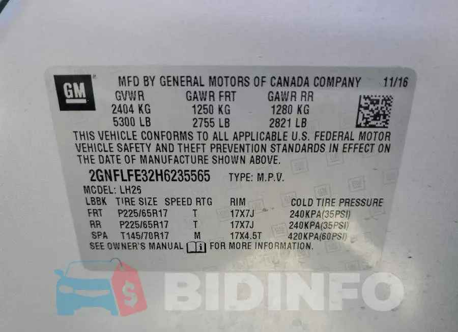 2GNFLFE32H6235565 Photo# 13