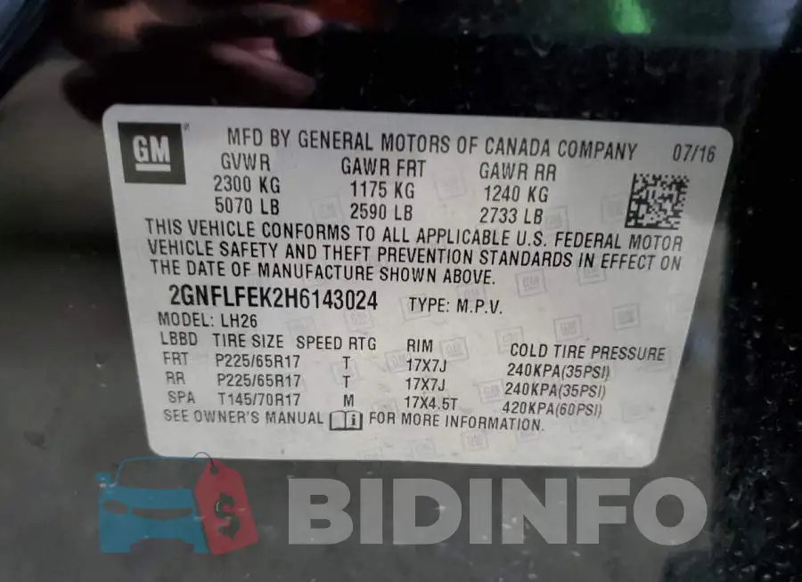 2GNFLFEK2H6143024 Photo# 13