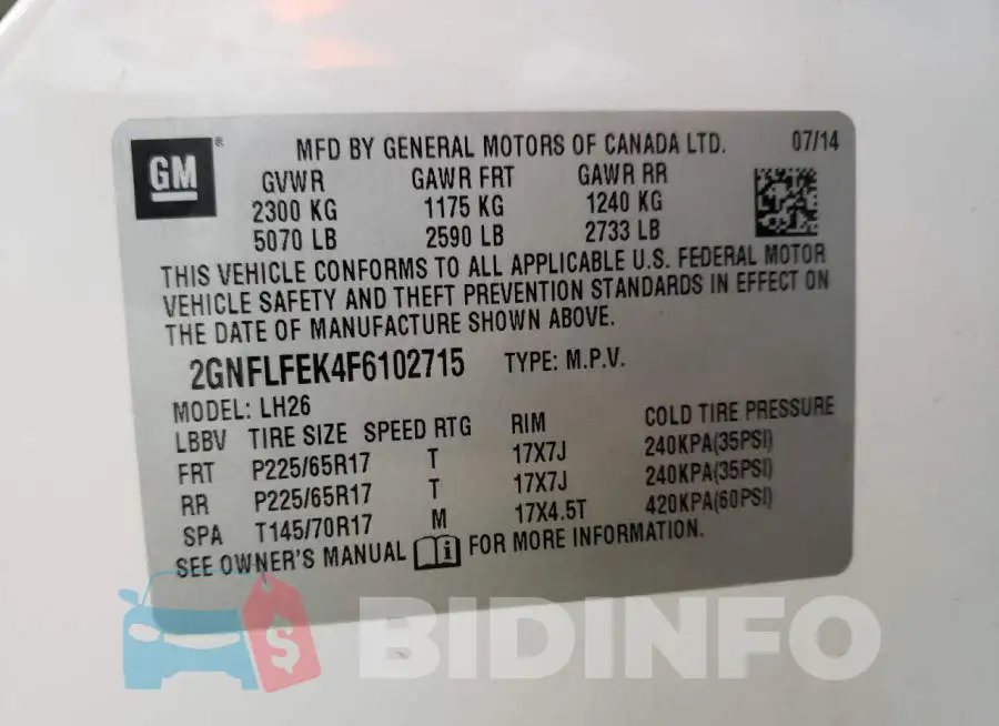 2GNFLFEK4F6102715 Photo# 13