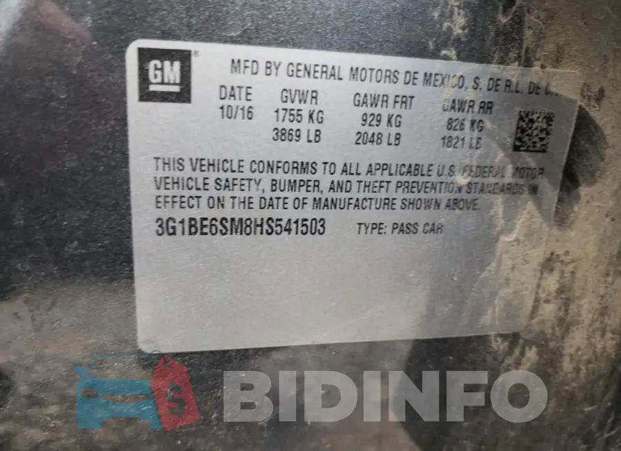 3G1BE6SM8HS541503 Photo# 12