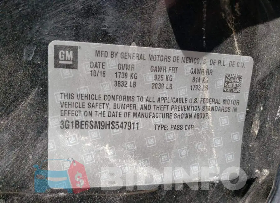 3G1BE6SM9HS547911 Photo# 12