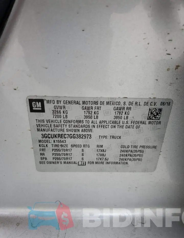 3GCUKREC7GG382973 Photo# 12
