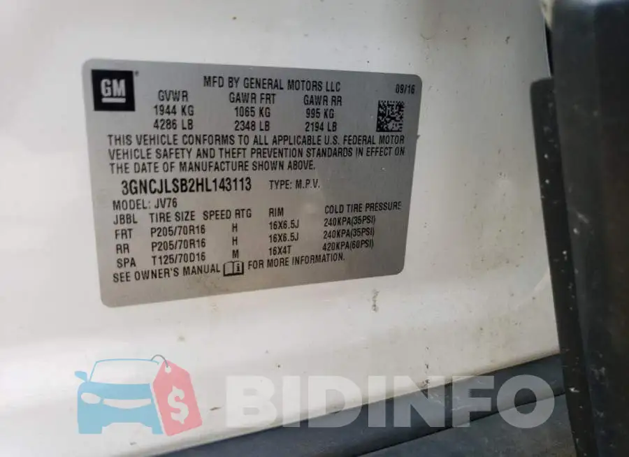 3GNCJLSB2HL143113 Photo# 13