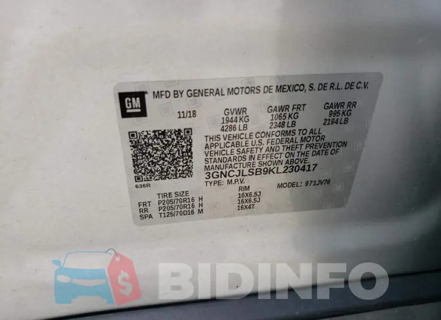 3GNCJLSB9KL230417 Photo# 14