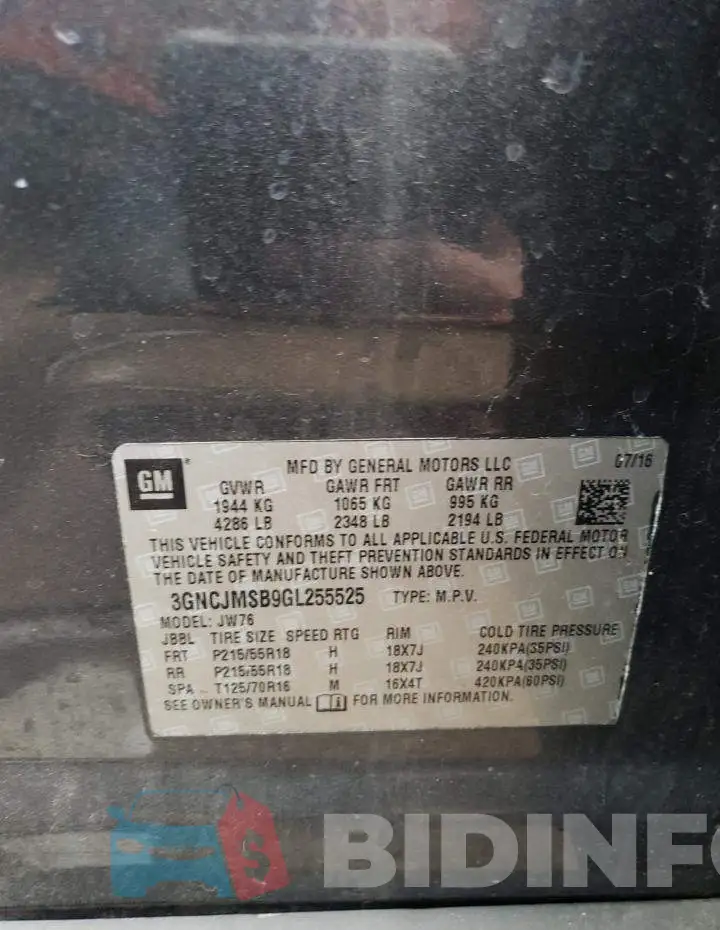 3GNCJMSB9GL255525 Photo# 12