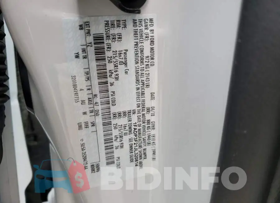 1FADP3F21JL320814 Photo# 12