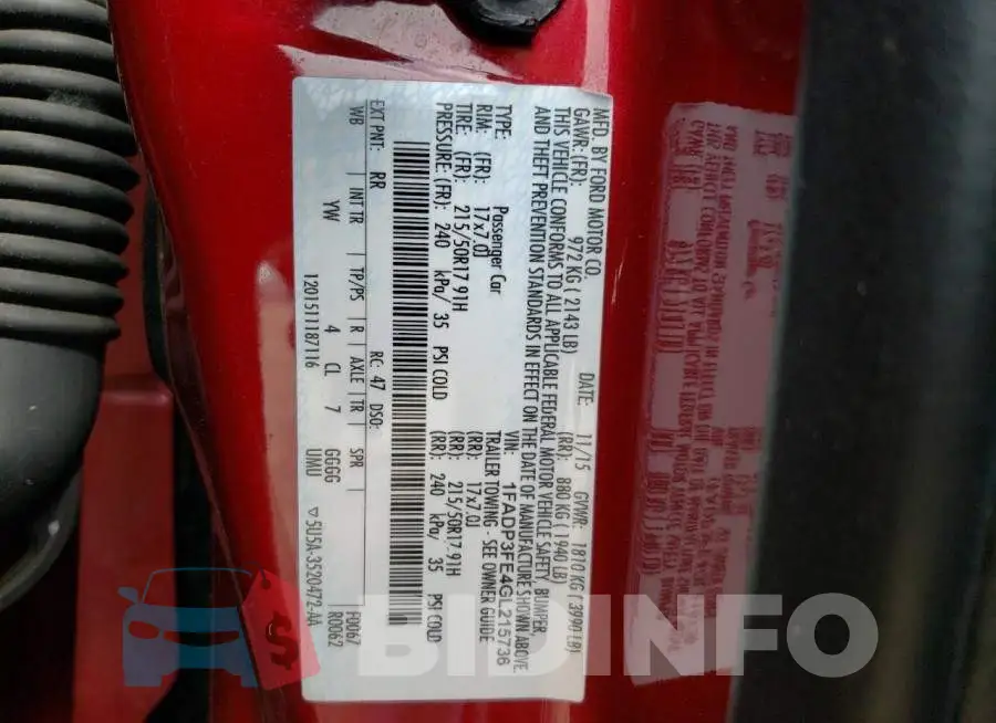 1FADP3FE4GL215736 Photo# 12