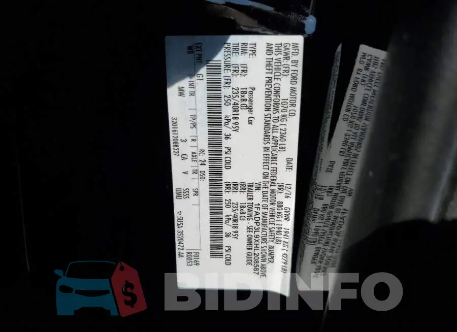 1FADP3L9XHL208587 Photo# 12