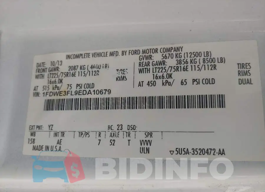1FDWE3FL9EDA10679 Photo# 10