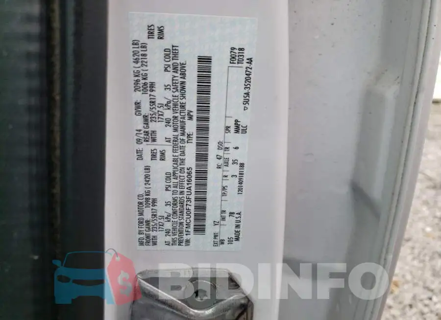 1FMCU0F73FUA16065 Photo# 13