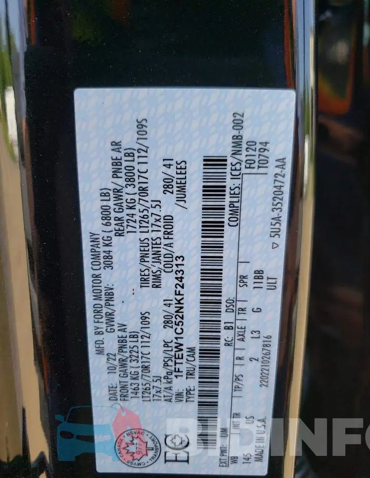 1FTEW1C52NKF24313 Photo# 12