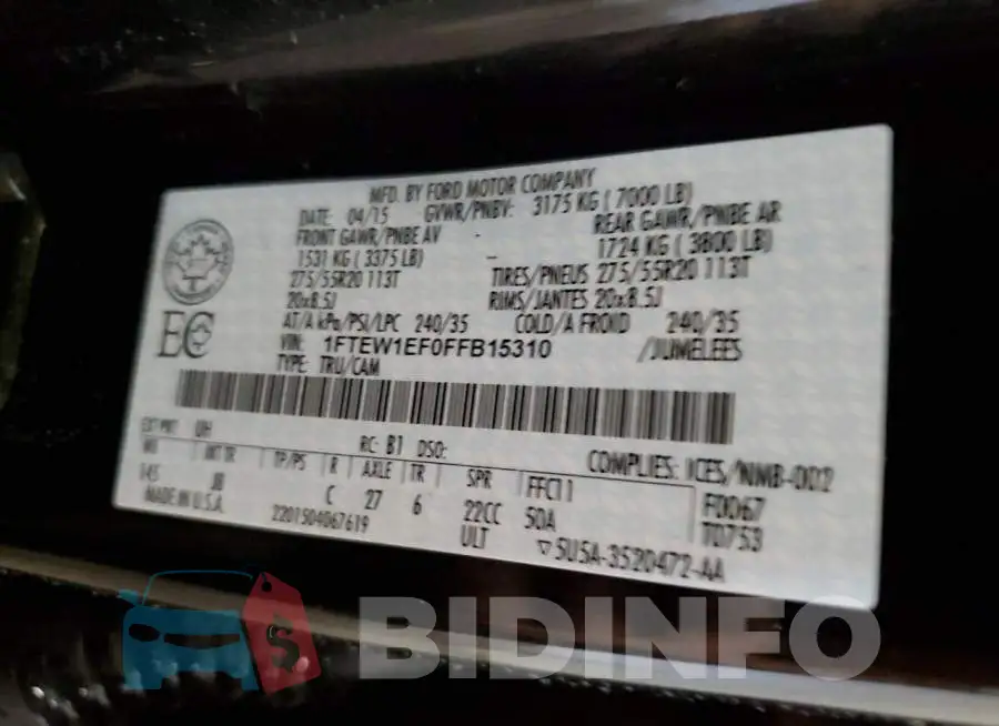 1FTEW1EF0FFB15310 Photo# 12