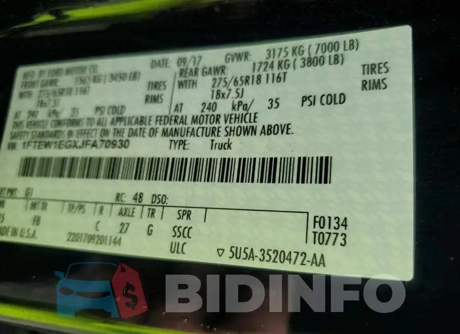 1FTEW1EGXJFA70930 Photo# 12
