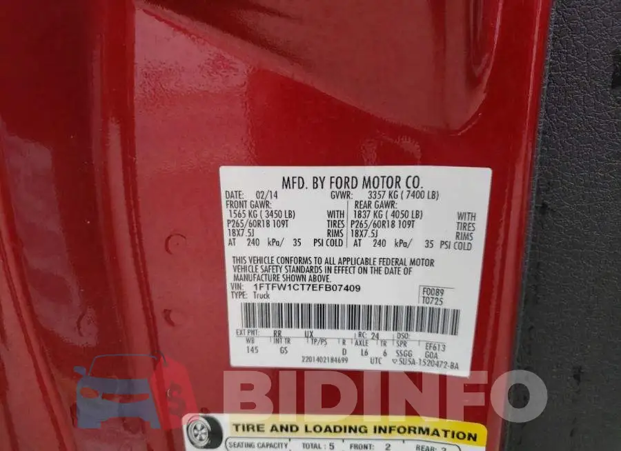 1FTFW1CT7EFB07409 Photo# 13