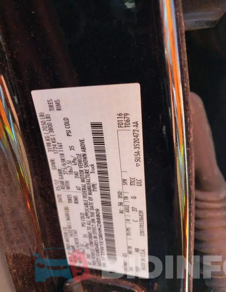 1FTFW1EG8HKD88809 Photo# 12