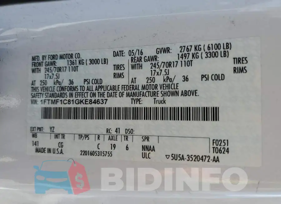1FTMF1C81GKE84637 Photo# 12