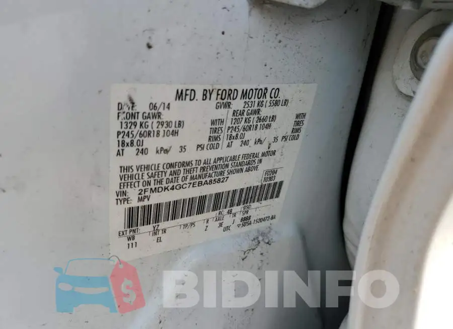 2FMDK4GC7EBA85827 Photo# 12