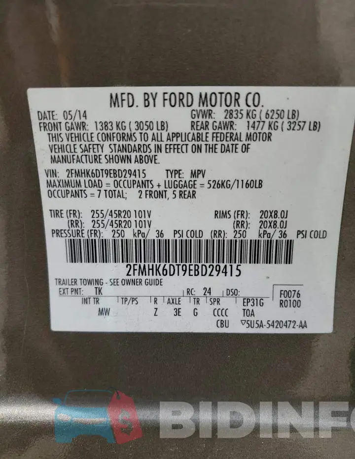 2FMHK6DT9EBD29415 Photo# 13
