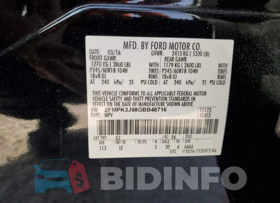 2FMPK3J98GBB48716 Photo# 13