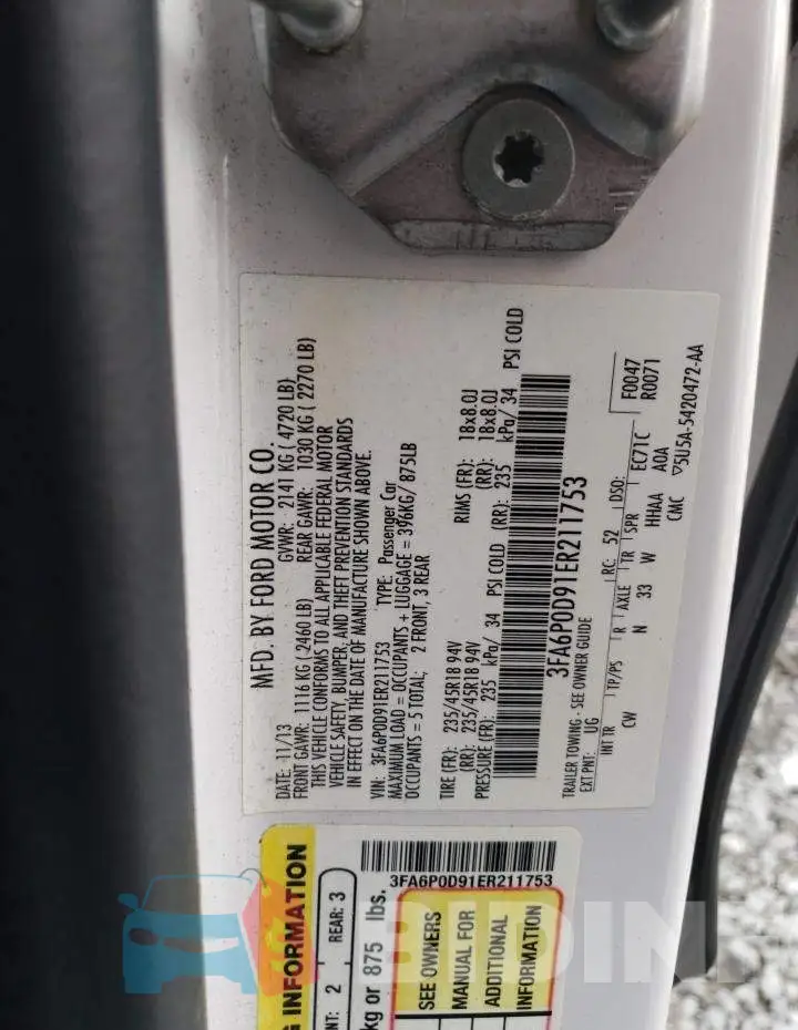 3FA6P0D91ER211753 Photo# 12