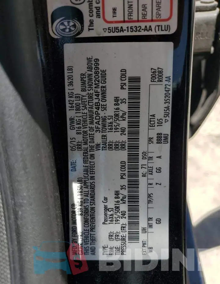 3FADP4BJ4FM208999 Photo# 13