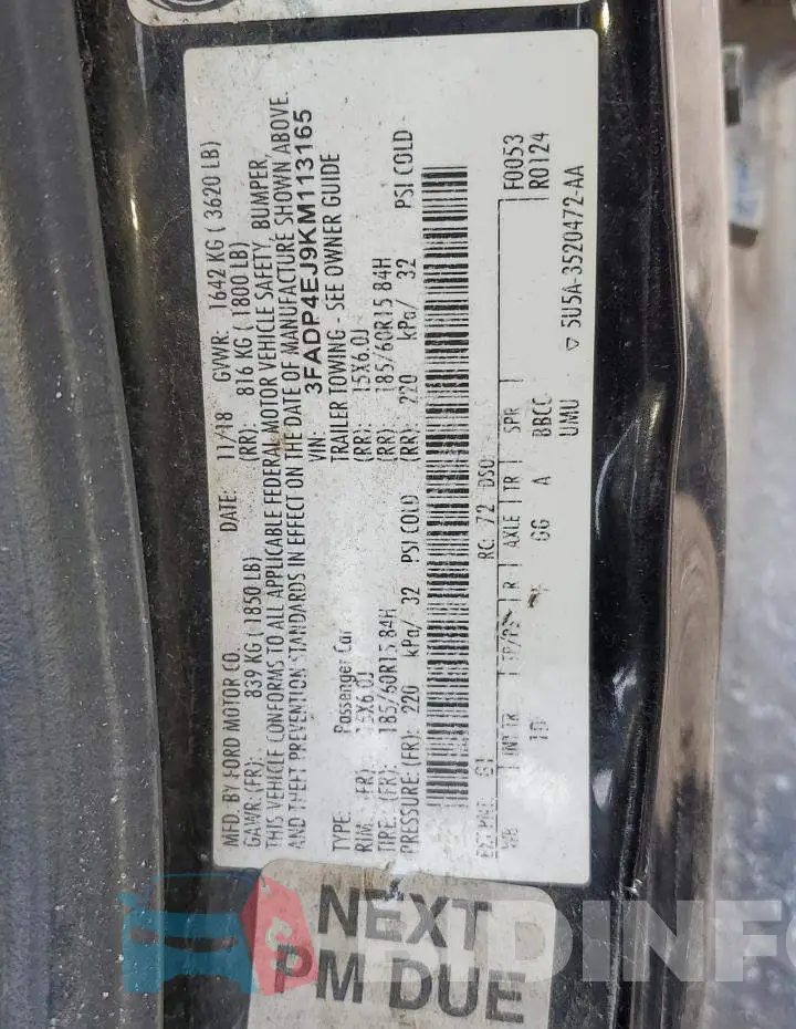 3FADP4EJ9KM113165 Photo# 14