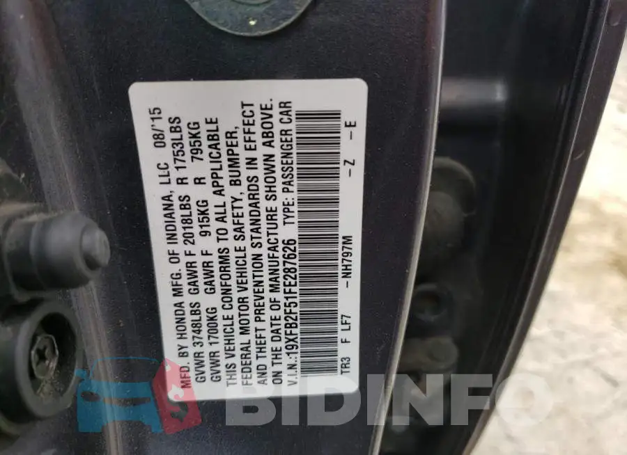 19XFB2F51FE287626 Photo# 13