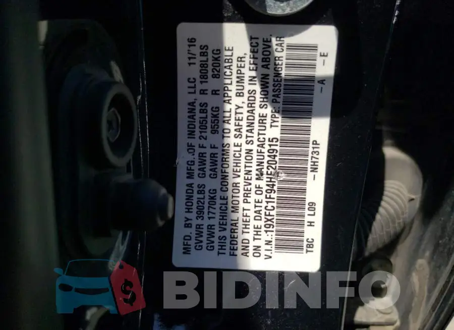 19XFC1F94HE204915 Photo# 12
