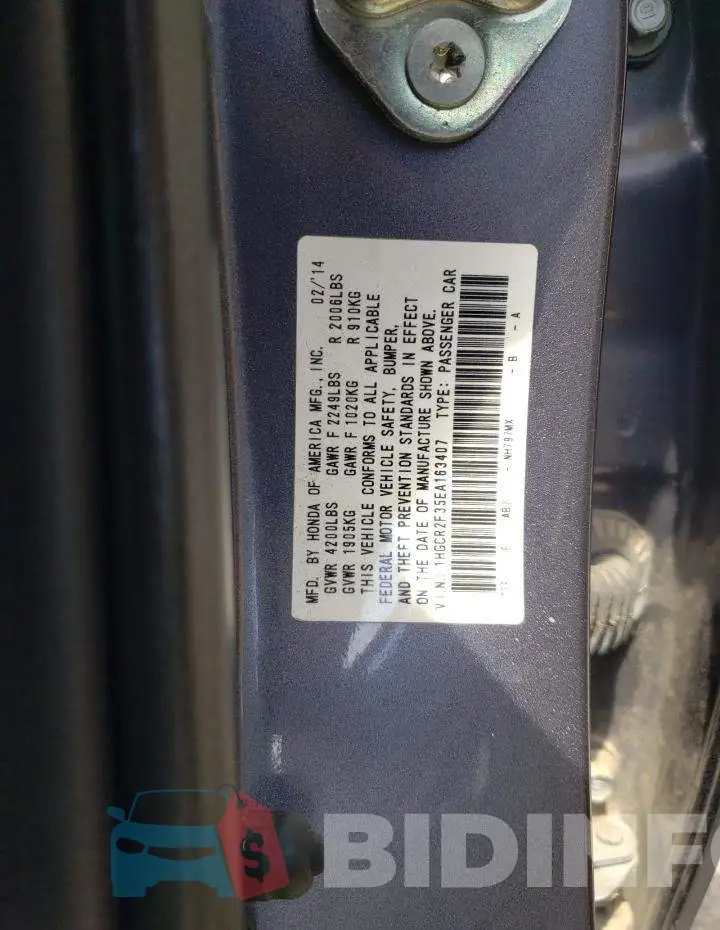 1HGCR2F35EA163407 Photo# 13