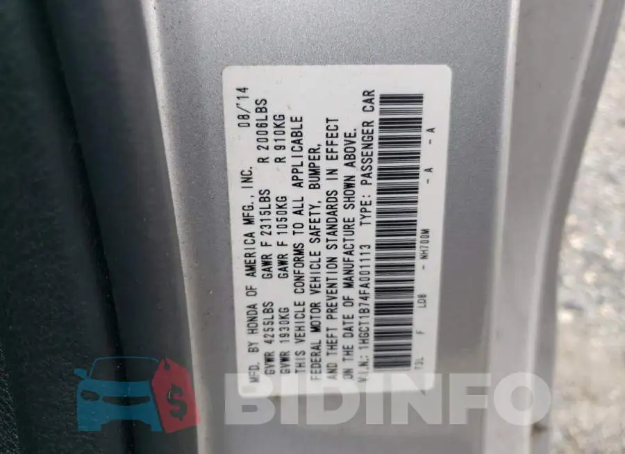 1HGCT1B74FA001113 Photo# 12