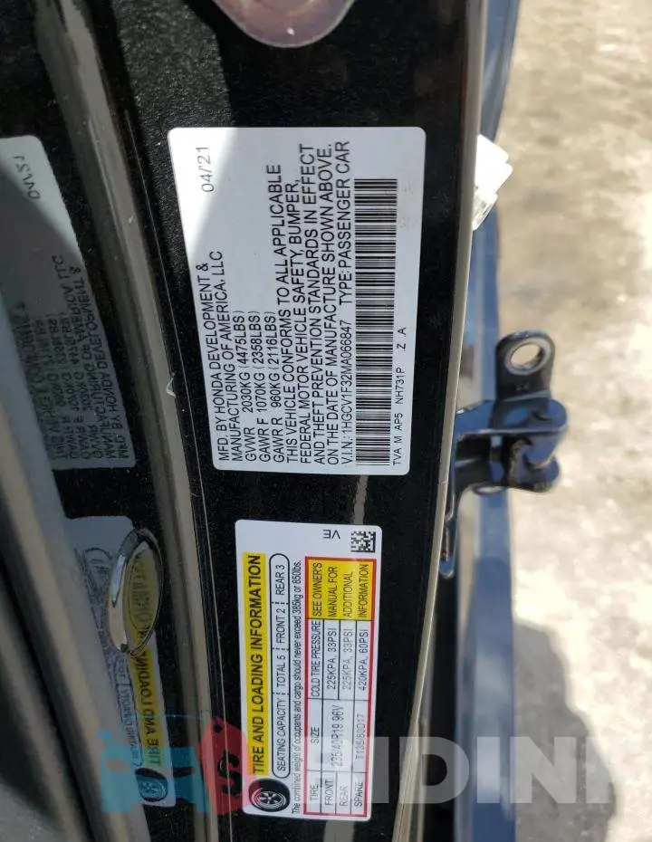 1HGCV1F32MA066847 Photo# 13