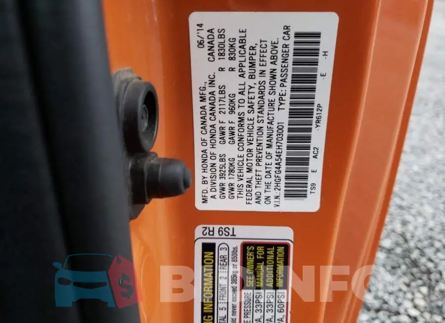 2HGFG4A54EH703001 Photo# 12