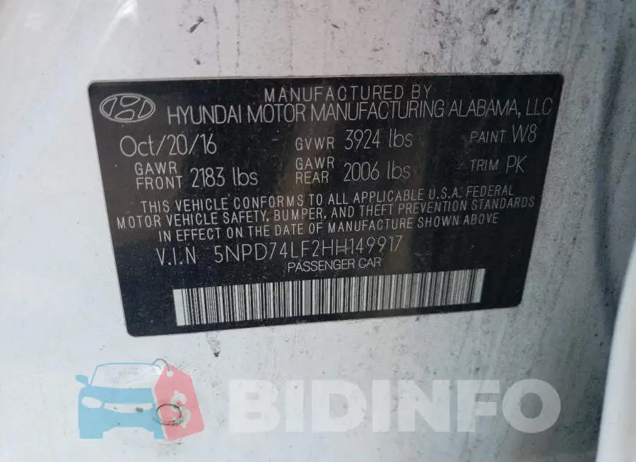 5NPD74LF2HH149917 Photo# 12