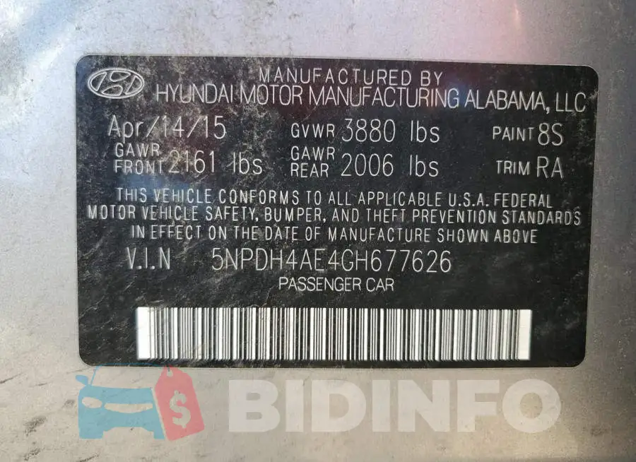 5NPDH4AE4GH677626 Photo# 12