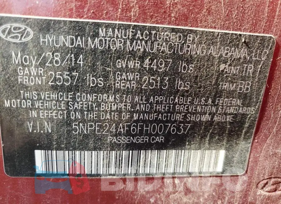 5NPE24AF6FH007637 Photo# 12