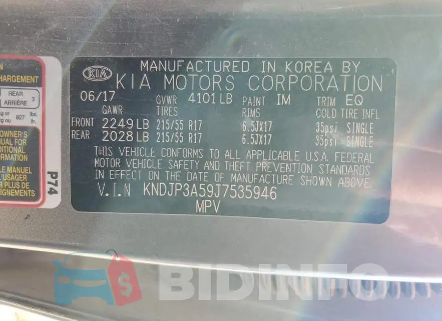 KNDJP3A59J7535946 Photo# 13