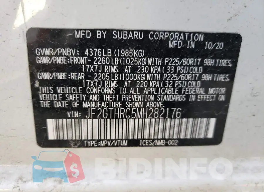 JF2GTHRC5MH282176 Photo# 14