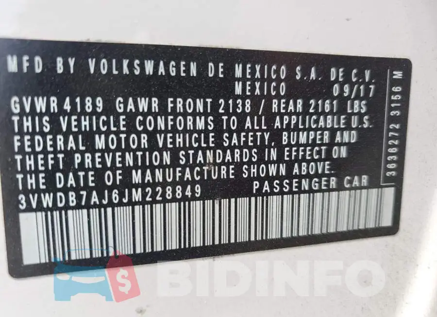 3VWDB7AJ6JM228849 Photo# 13