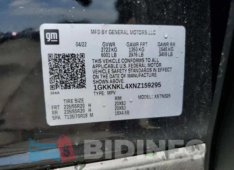 1GKKNKL4XNZ159295 Photo# 13