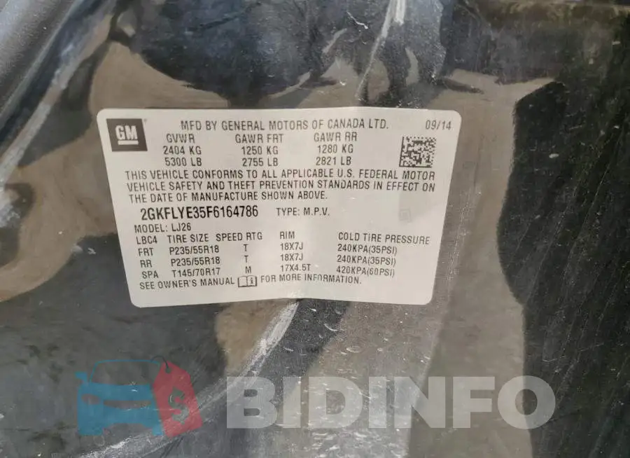 2GKFLYE35F6164786 Photo# 13