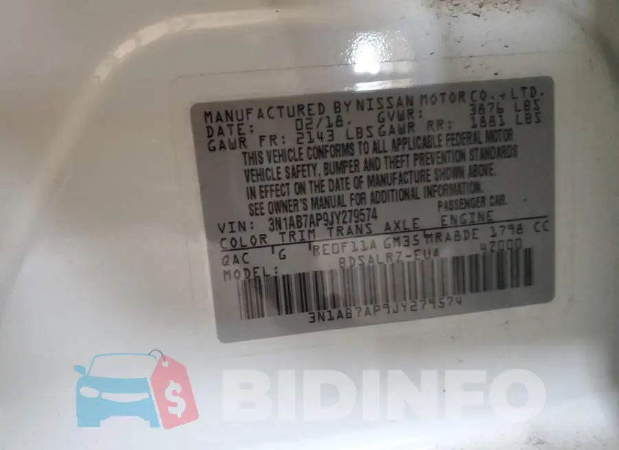 3N1AB7AP9JY279574 Photo# 13