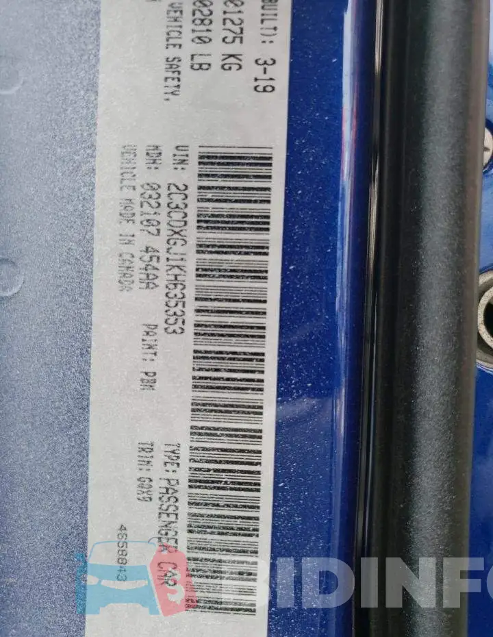 2C3CDXGJ1KH635353 Photo# 12