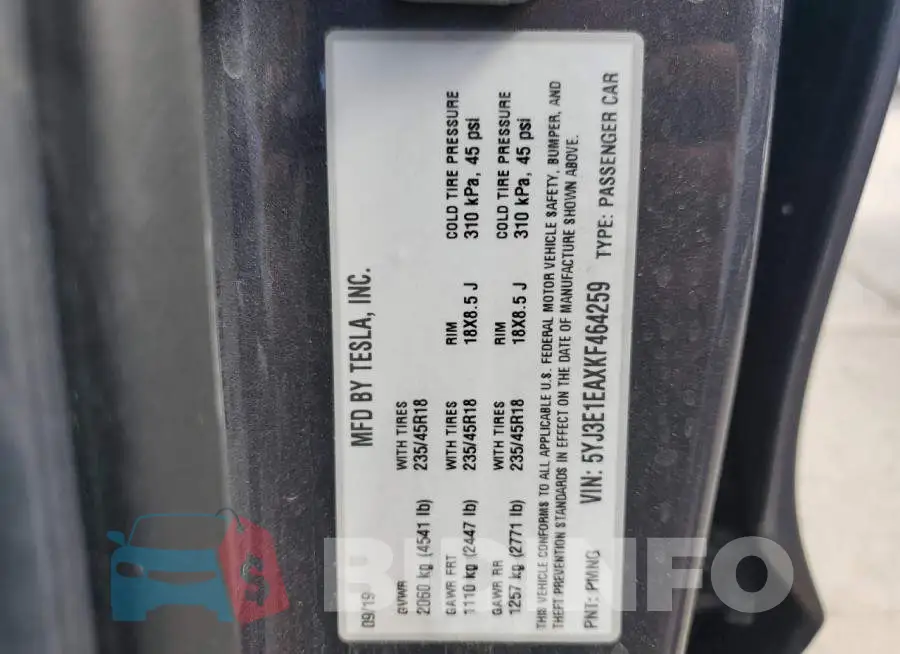5YJ3E1EAXKF464259 Photo# 13