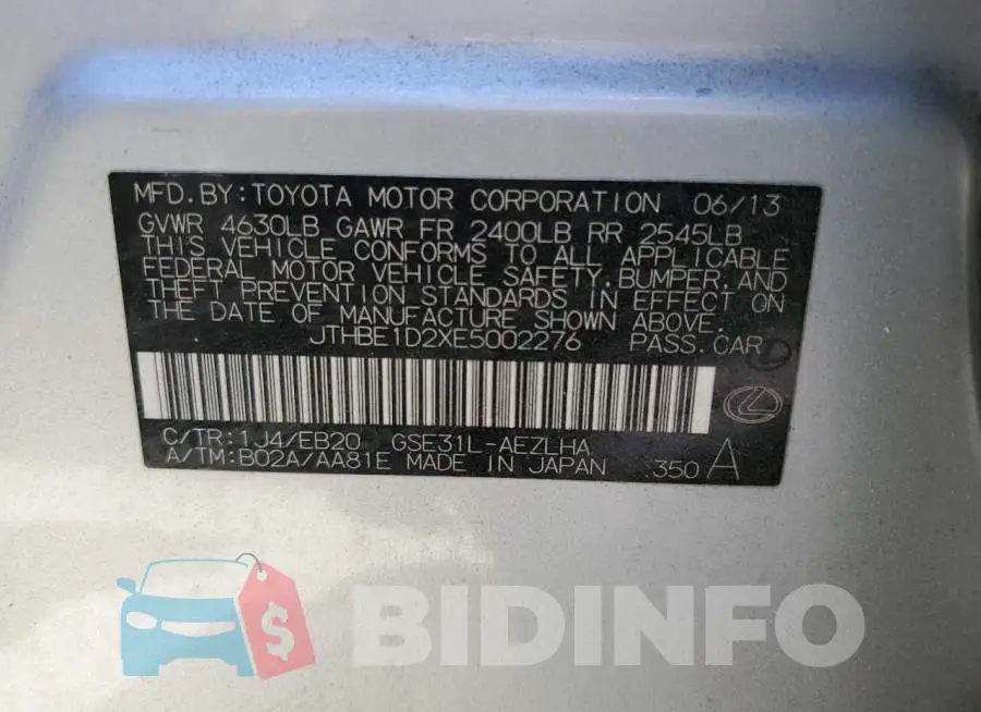 JTHBE1D2XE5002276 Photo# 12