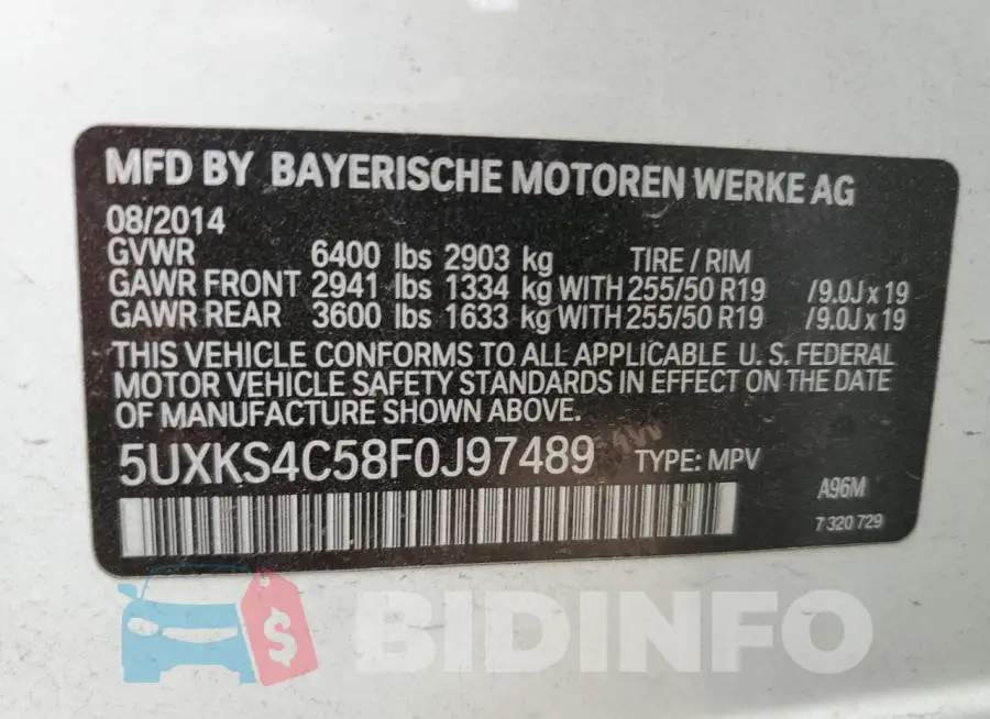 5UXKS4C58F0J97489 Photo# 12