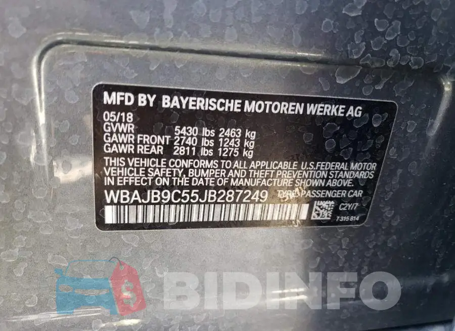 WBAJB9C55JB287249 Photo# 12