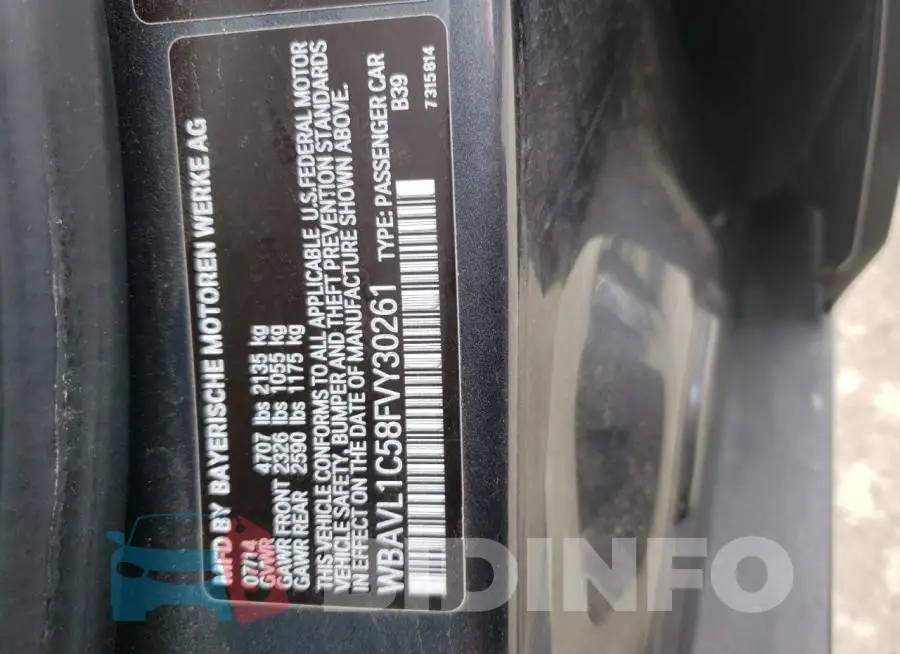 WBAVL1C58FVY30261 Photo# 13