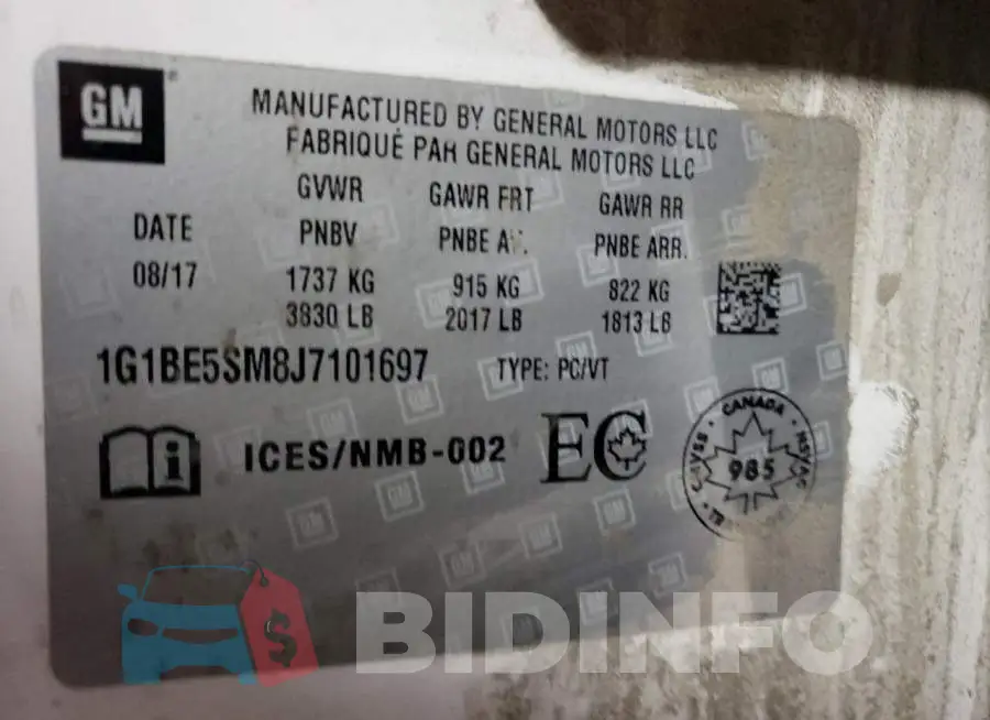 1G1BE5SM8J7101697 Photo# 13