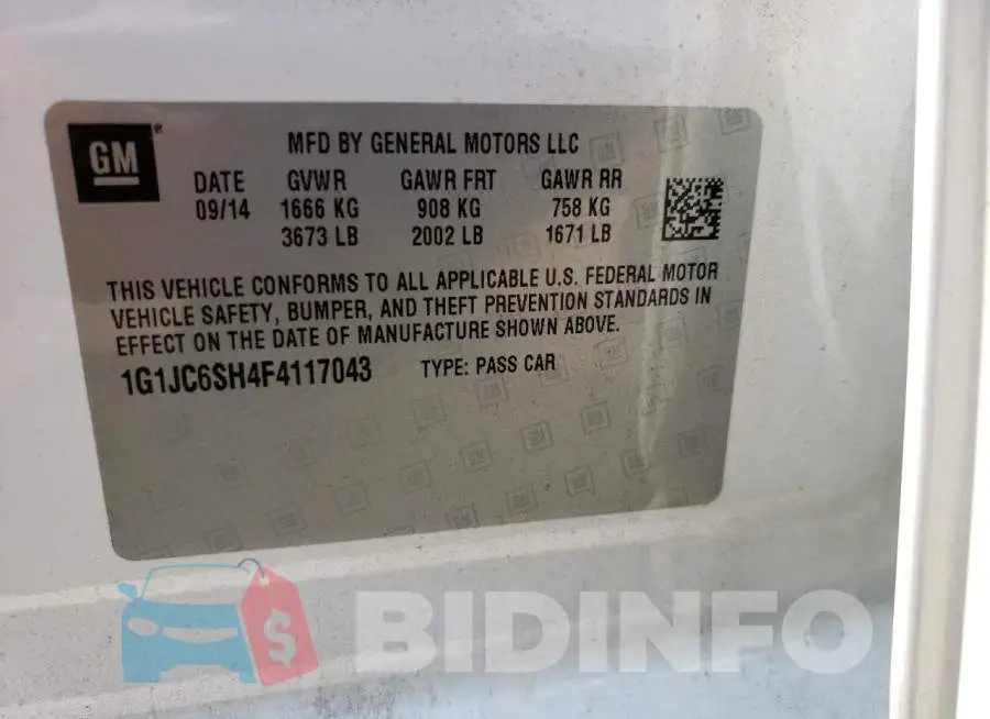 1G1JC6SH4F4117043 Photo# 12